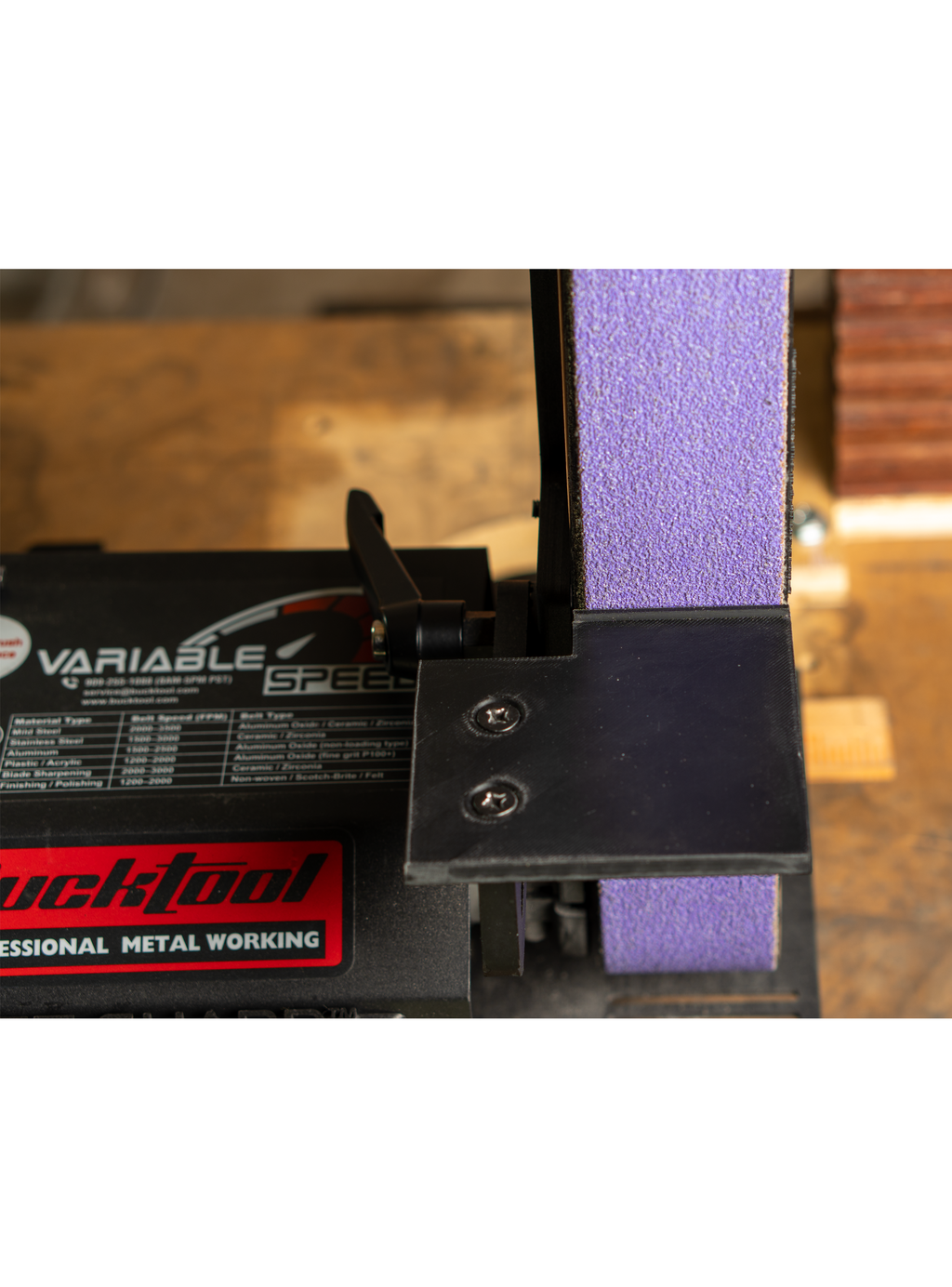 Custom ABS Tool Rest for Bucktool BS242V Belt Grinder – Precision Sharpening Guide with Safety Lip