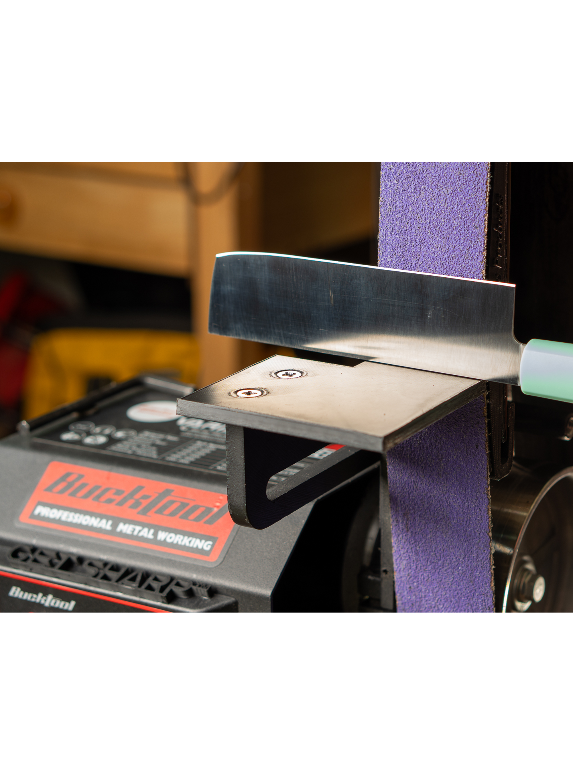 Custom ABS Tool Rest for Bucktool BS242V Belt Grinder – Precision Sharpening Guide with Safety Lip