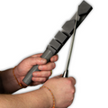 Hizumibo tool being used to straighten a bent chef knife bevel and spine - Professional Knife Straightening Jig by Get Sharp USA